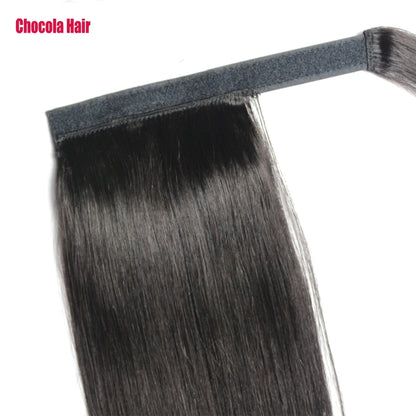 Chocola 100% Brazilian Human Remy Hair Extensions 16"-20" Magic Wrap Ponytail 60g Clip In Horsetail Stragiht