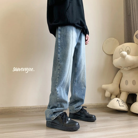 Wide Pants Man Korean Popular Clothes Wide Leg Jeans New Rock Loose Trousers American Vintage Cargo Pants Men Baggy Men's