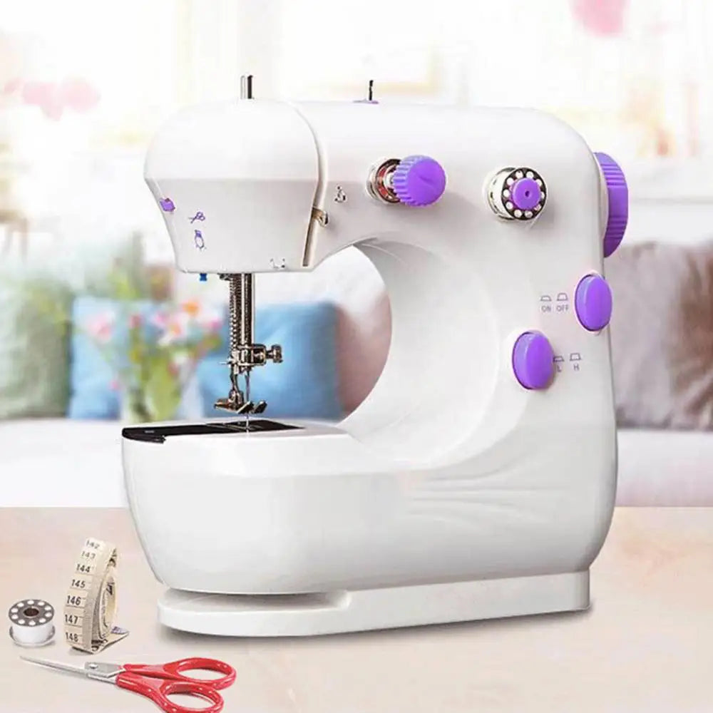 Mini Sewing Machines Portable Electric Household Stitching Sew Fabric Pedal Mini Foot Hand Table Model Sewing Electric Machine