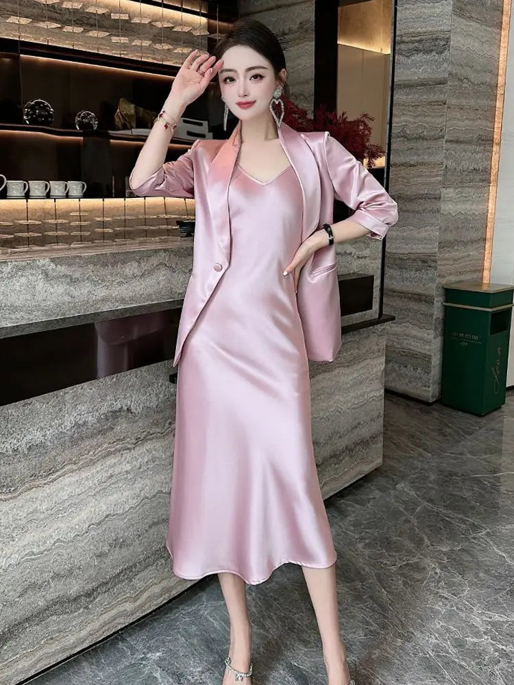 Woman Outfit Dress Suits Office Pink 2 Pieces Sets for Women Korea Clothing New Arrivals Summer Clothes 2024 Top and Bottom Full