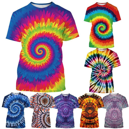 New Design Color Tie Dyeing Featured Style Pattern Neutral Fashion 3D Printed T-shirt