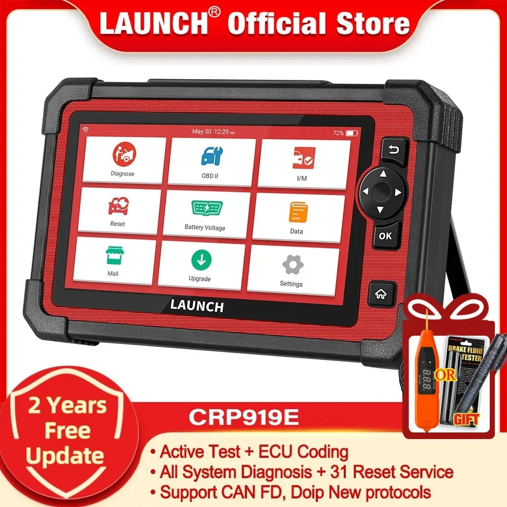 LAUNCH X431 CRP919E / BT Car Diagnostic Tool Automotive OBD OBD2 Scanner Active Test ECU Coding CANFD DOIP 31+ Reset Code Reader