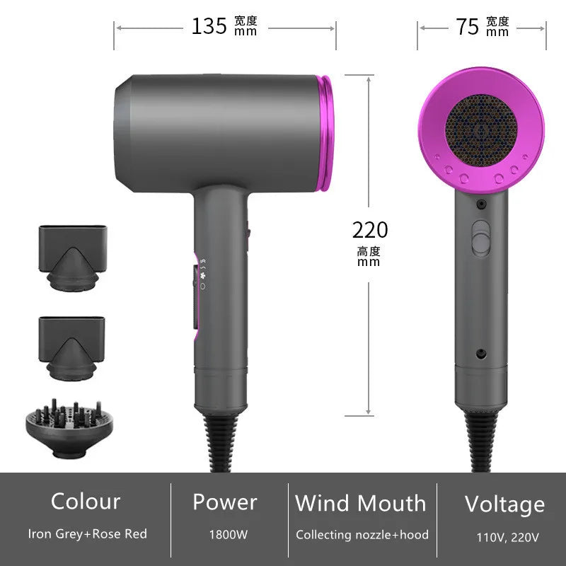 Professional Hair Dryer With High Air Volume And Quick Drying Negative Ion Hair Care EU/US/UK/AU Plug For Home Use Hair Dryer