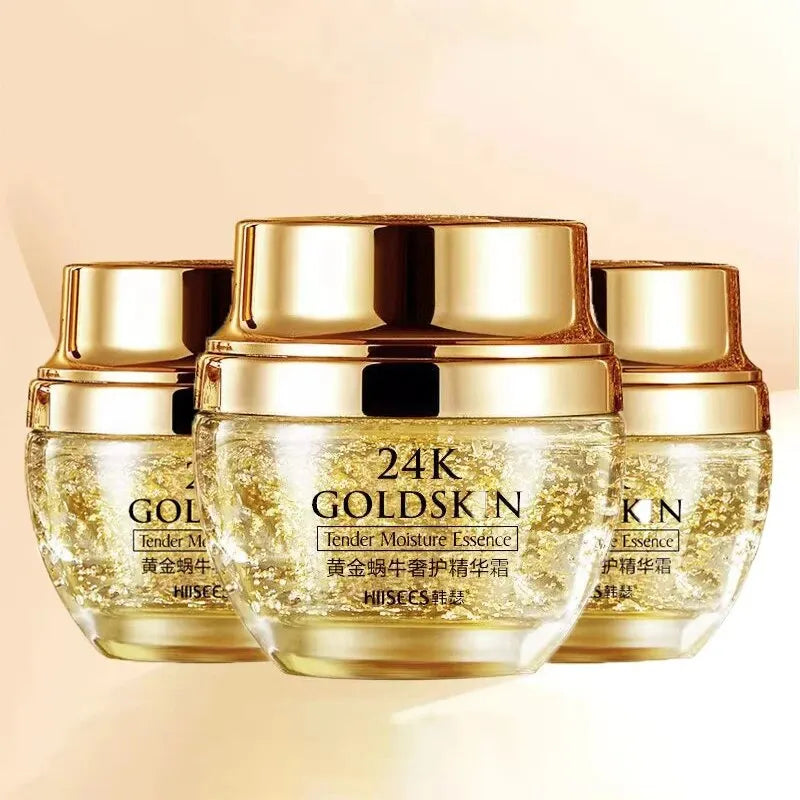 24K Gold Snail Collagen Cream Set - 3-Piece Moisturizing, Oil Control, and Skin Revitalization Kit - Luxurious Facial Beauty Essentials