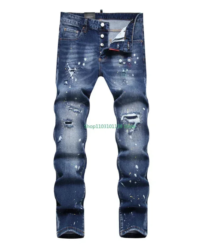 Y2K Mens Stretch Skinny Jeans Quality Street Fashion Slim Fit Jeans Male  Blue Denim Pants Men Skinny Ripped Jeans Size 44-54