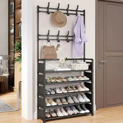 Strong Living Room Organizer Clothes Hat Coats Shoes Storage Shelf Doorway Hangers Shoe Shelf Coat  Hanger Multi-ayer Shoe Rack