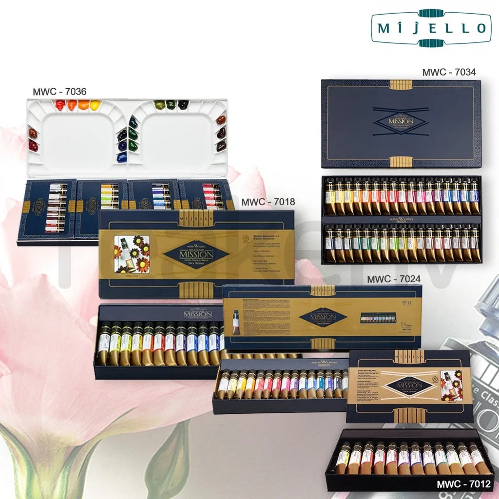 Mijello Misson Gold 36/34/24/12 Color Watercolor Pigment for Beginner Artist Drawing Watercolor Brush Art Supplies Aquarelle