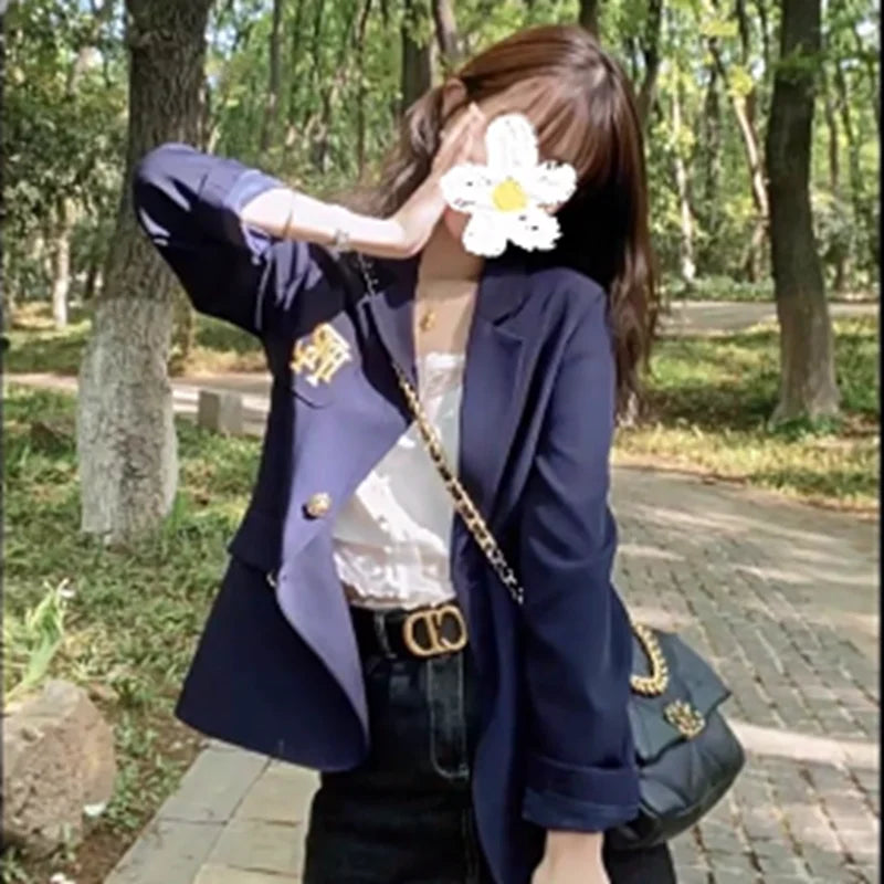 Letter Embroidered Suits Tops for Women's 2023 High-End Blazers coat Temperament Elegant Business female clothing slimming traf