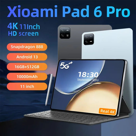 2024 Original Global Version Pad 6 Pro Snapdragon 888 Tablet PC Android 13 RAM 16GB+ROM 1TB 5G HD 4K Screen WIFI Mi Tab