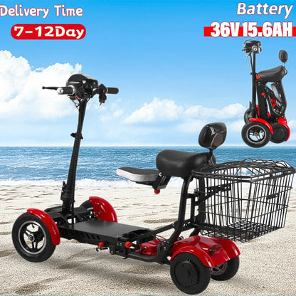 EU new electric scooter for disabled people four-wheel electric scooter dual motor 250W*2 36V-15.6AH mobility scooter foldable e