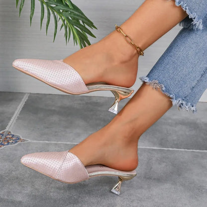 Baotou Half Slippers Women 2024 Summer New Outer Wear Fashion Temperament Shoes for Women Pointed Toe Stiletto Slippers Female