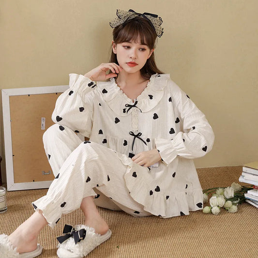 Long Sleeve  Pajamas Sets For Women Autumn Satin Sleepwear Pyjamas Nightwear Set Young Girl Pijama Set femme homewear