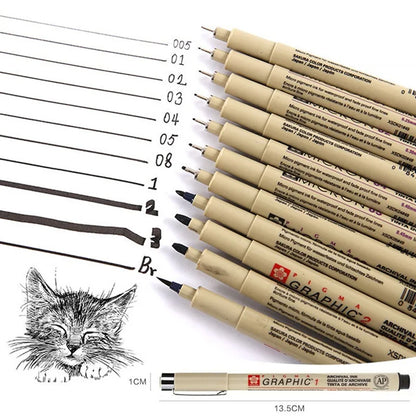 Pigma Micron Pen Neelde Drawing Pen 003 005 01 02 03 04 05 08 1.0 2.0 3.0 Brush Art Markers Designer Drawing Sketch Pen Supplies