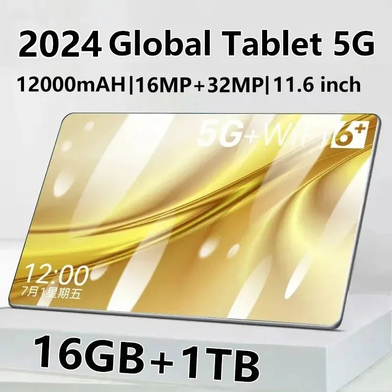 2024 5G New Global Version Tablets Android 13 Tablet Pro 4G 11.6inch 12000mAh Network 16GB RAM 1TB ROM MTK6797 Wifi 10 Core