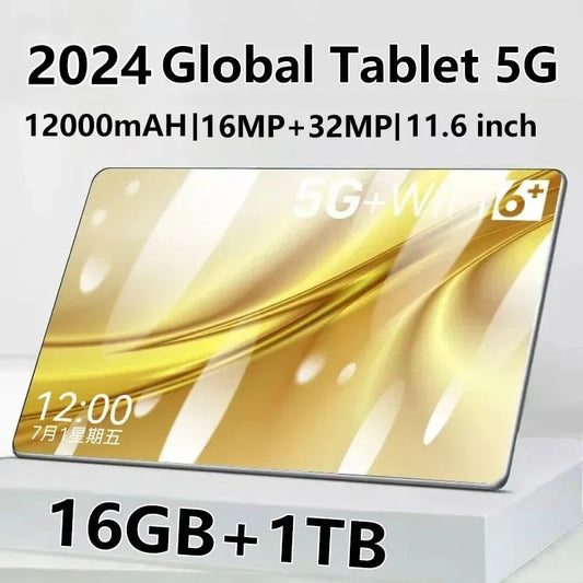 2024 5G New Global Version Tablets Android 13 Tablet Pro 4G 11.6inch 12000mAh Network 16GB RAM 1TB ROM MTK6797 Wifi 10 Core