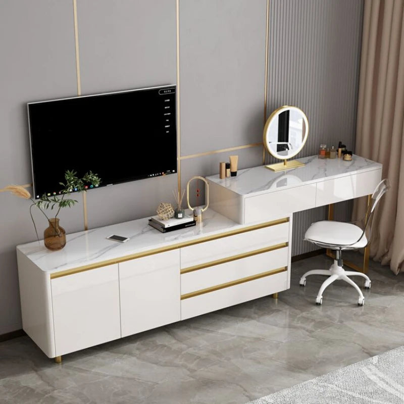 Light Luxury Dresser Bedroom TV Cabinet Makeup Table Integrated Modern Simple Makeup Table Storage Cabinet Penteadeira Furniture