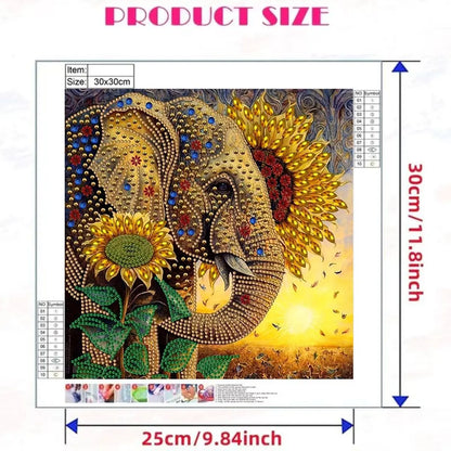 PhotoCustom Diamond Art Painting Kits For Adults Special Shape Diamond Art For Beginners Elephant Animals Rhinestones Art Crafts