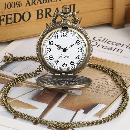 2024 Features Airborne Badge Hollow Quartz Pocket Watch Gentleman's Necklace Pendant Clock Men's And Women's Jewelry Gifts