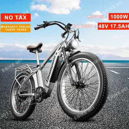 Shengmilo MX04 Electric Bike 1000W BaFang Motor 48V 17.5AH 26*3.0-inch Fat Tire Retro Ebike Mountain Snow Adult Electric Bicycle