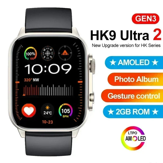 2024 HK9 Ultra 2 AMOLED Smart Watch Men ChatGPT Compass NFC Smartwatch Local Music Sport Watch For Android IOS HK8 Pro Upgraded