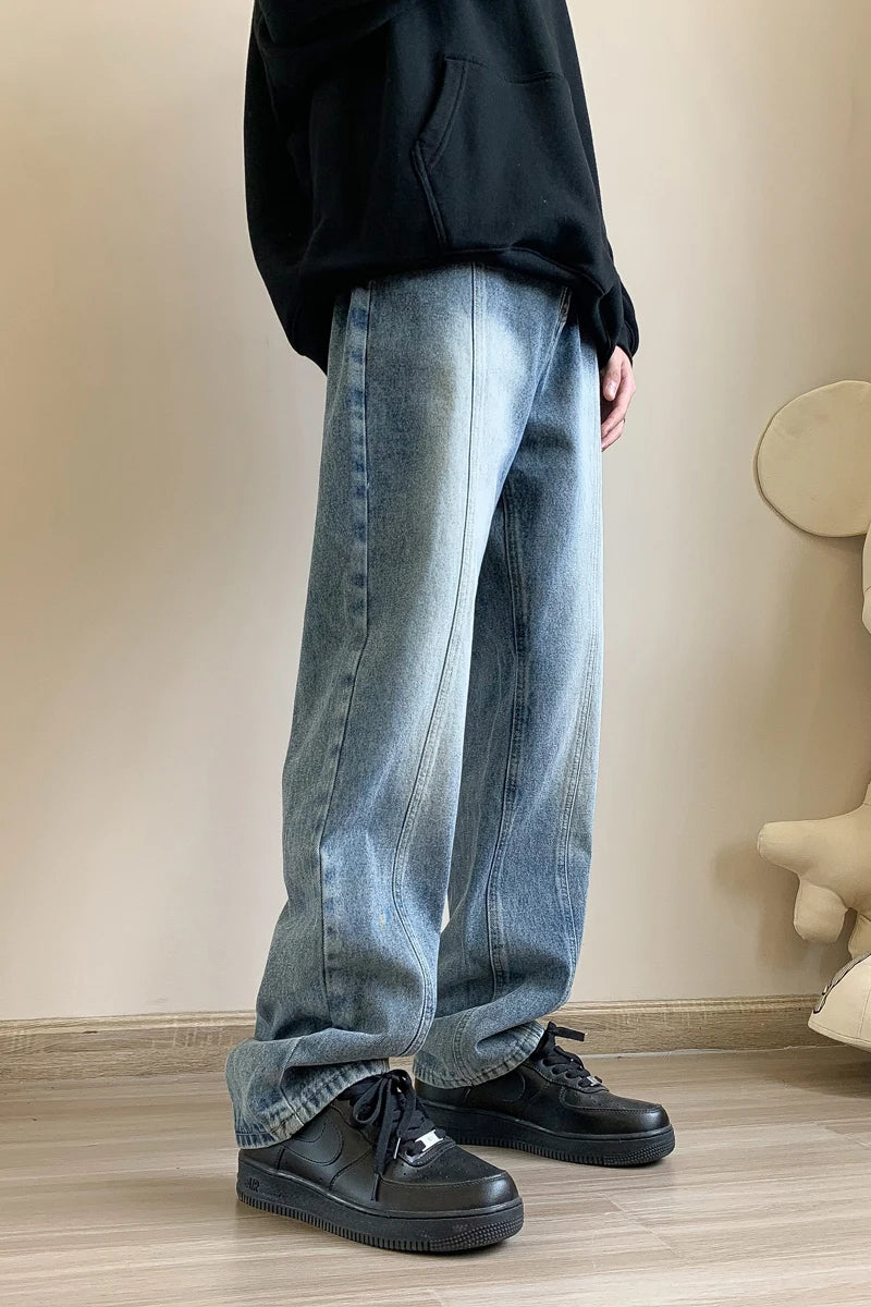 Wide Pants Man Korean Popular Clothes Wide Leg Jeans New Rock Loose Trousers American Vintage Cargo Pants Men Baggy Men's