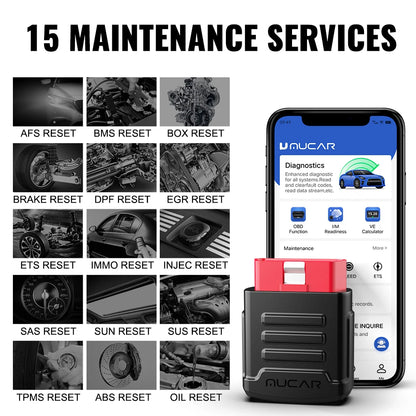 MUCAR BT200 Bluetooth Automotive Obd2 Scanner for Auto Full System Diagnostic Tools Oil SAS Scan EOBD Diagnosis O2 Sensor Tester