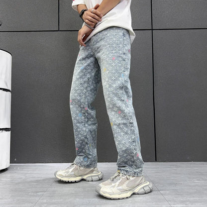 2024 American High Street Jeans Unisex Trendy Bran New Versatile Casual Loose Straight Leg Couple Casual Wide baggy pants