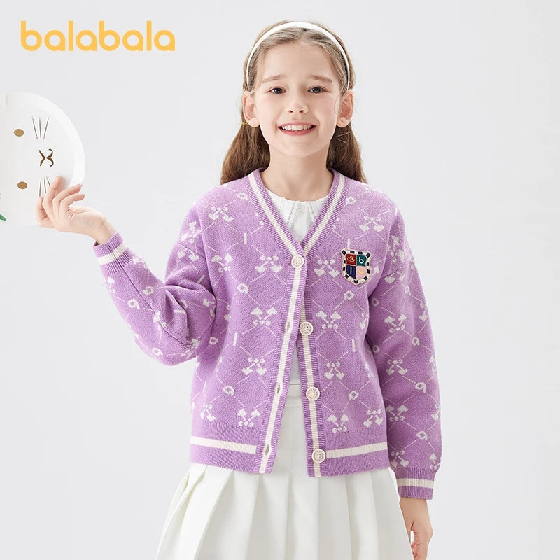 Balabala Toddler 2023 Unisex Boy Girl Sweater Spring Liner Cardigan Coat Preppy Style Bottoming Sweater