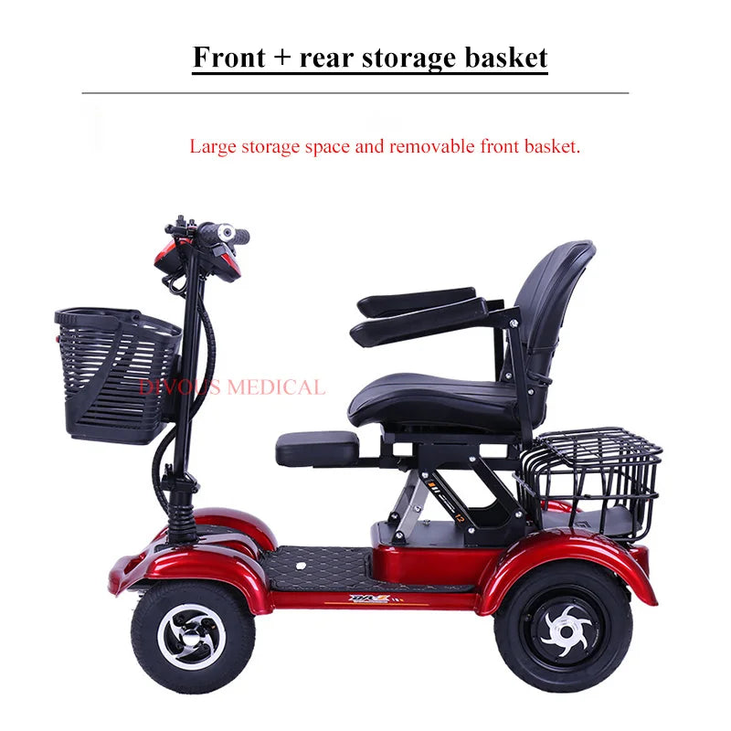 Hot Sale  Four Wheels Electric Power Mobility Scooter with 380W/760w Motor for Seniors Adult and Disabled Walker Electric Car