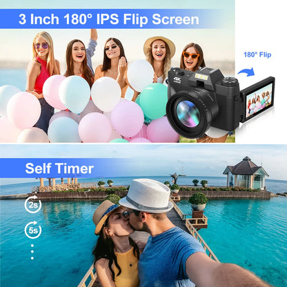 48MP Digital Photography Camera 16X Digital Zoom 4K WIFI Retro Vlog Recorder YouTube 3 "Flip Screen Compact Digital Camera