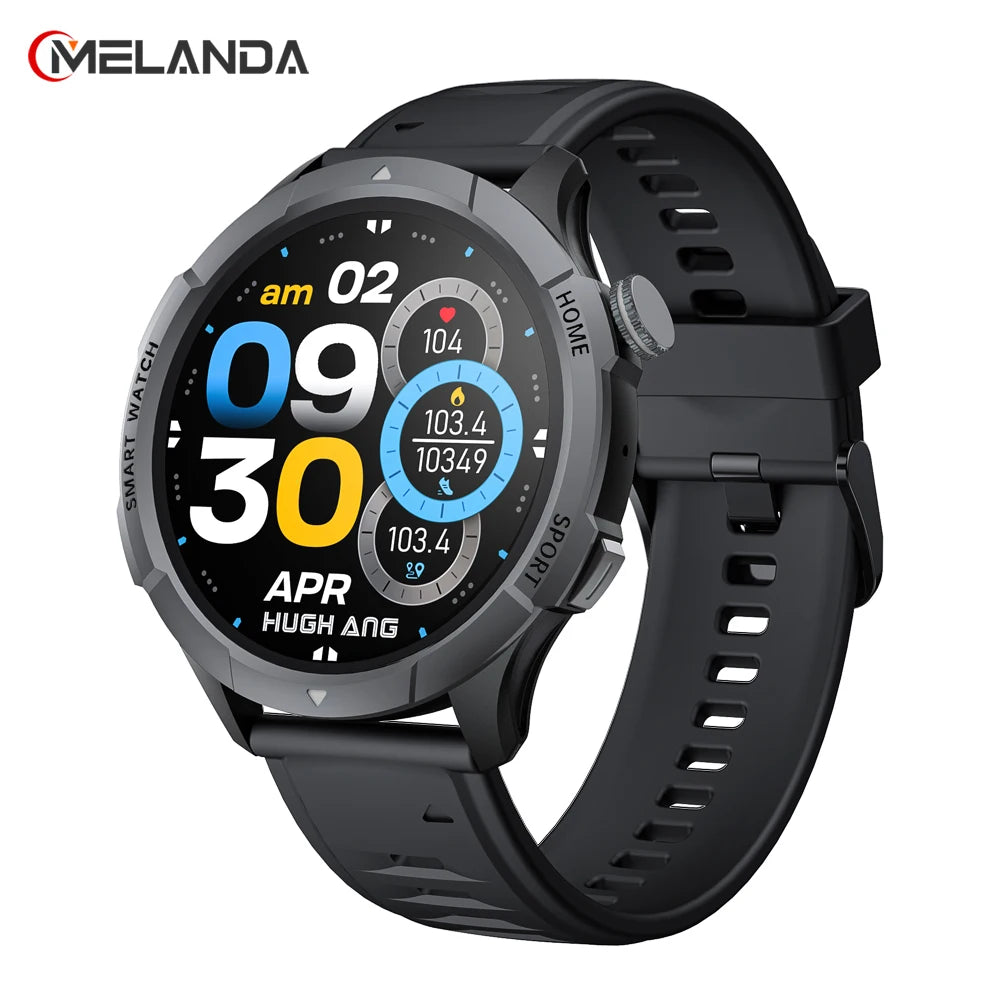 MELANDA 1.43" AMOLED HD Bluetooth Call Men Outdoor Smart Watch - Sports Health Monitoring - Fashion Smart Watch for Android IOS J47