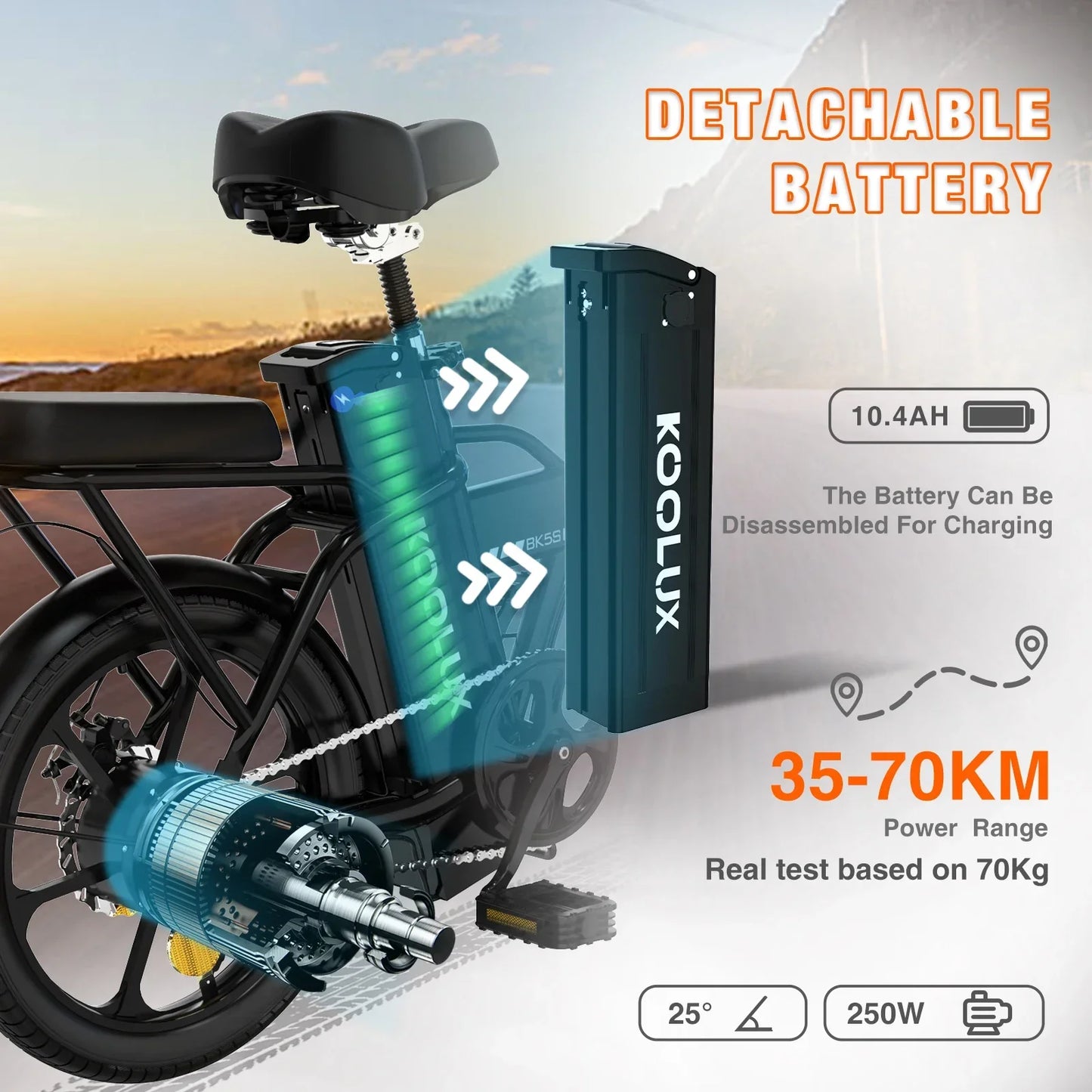 Electric Bike 350W Brushless Motor 36V10.4AH Lithium Battery City Folding E Bike Adult 16-inch Tire Disc Brake Electric Bicycle