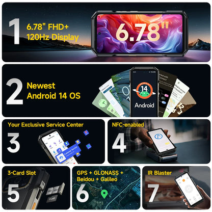 【NEW 2024】 Ulefone Armor 27T 4G 10600mAh Rugged Phone Android 14 Smartphone 24GB +256GB  6.78"FHD+ 120Hz Night Vision Camera