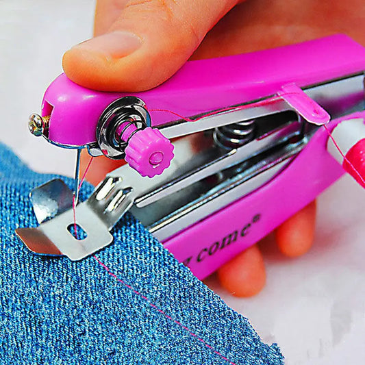 Portable Handheld Sewing Machine Mini Manual Cordless Stitching Machine for Clothes Fabrics DIY Needlework Handy Stitch Tools