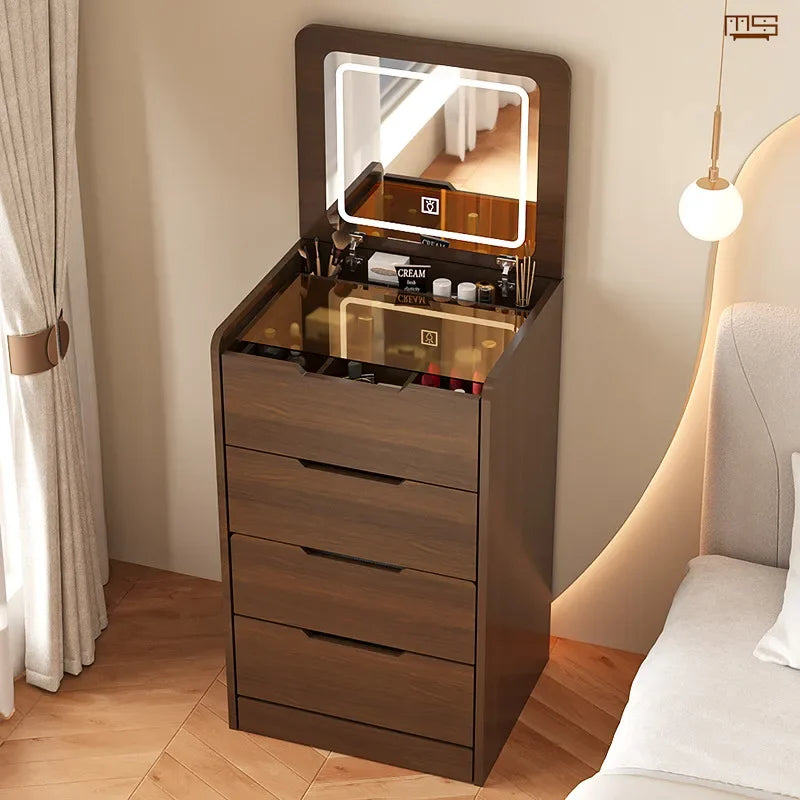 Modern and Simple Small Dressing Table Girly Style Integrated Multi-functional Dresser + Cabinet + Stool for Bedroom