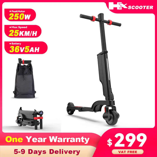 HX 5AH Electric E Scooter 250W 25KM/H Foldable Electric Kick Scooter Scooters 5.5 Inch APP Smart Escooter for Adults