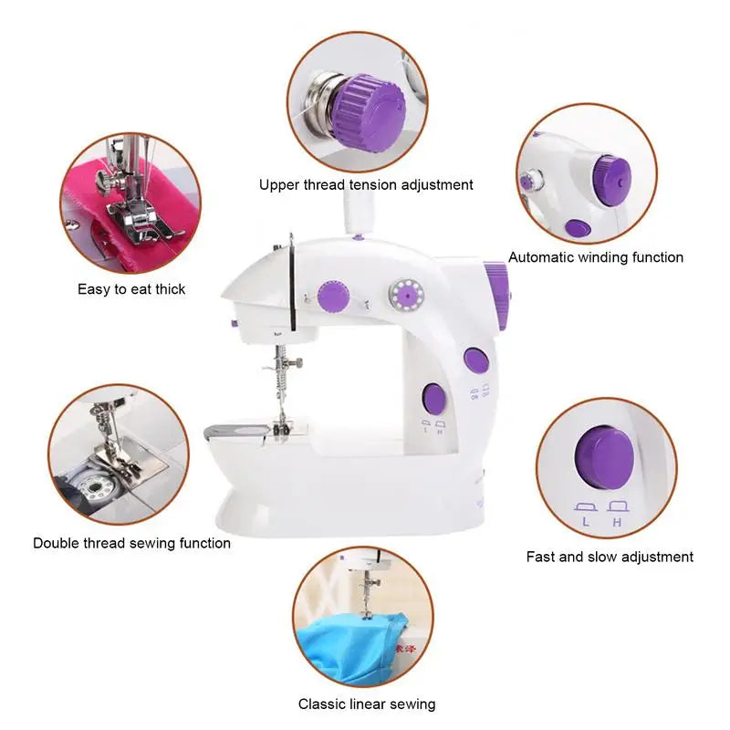 Household Sewing Machine Portable Electric Sewing Machines with Light and Speed Control for Beginner DIY  For Girls Ages 7-12