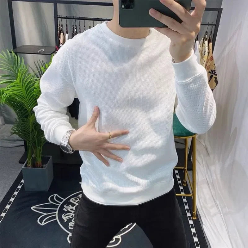 Round Neck One Piece Male Sweatshirt Loose Crewneck Designer Tops Simple Winter New In Men's Pullover Korean Style Welcome Deal