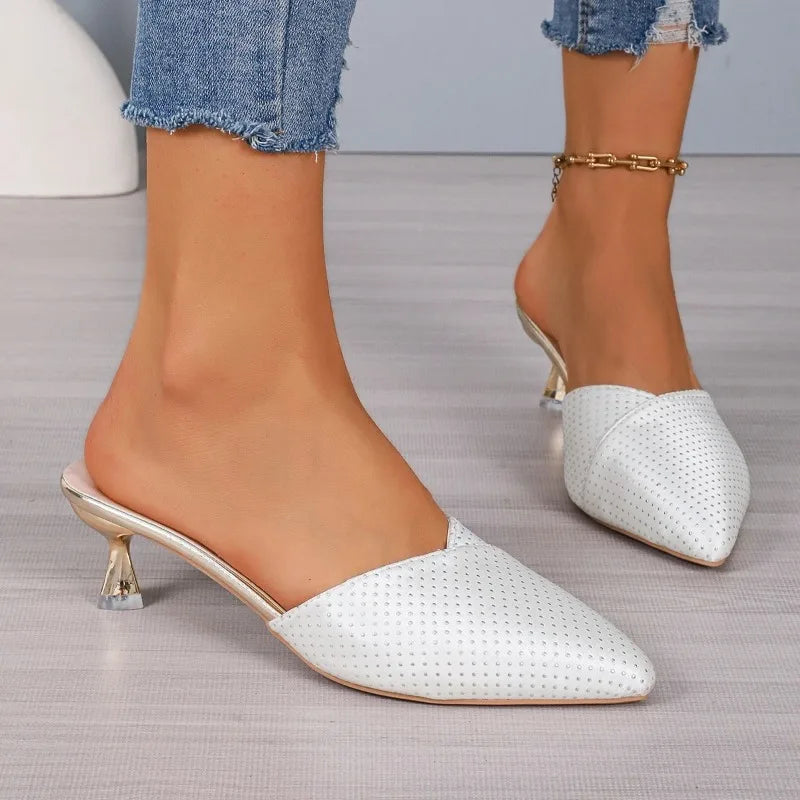 Baotou Half Slippers Women 2024 Summer New Outer Wear Fashion Temperament Shoes for Women Pointed Toe Stiletto Slippers Female