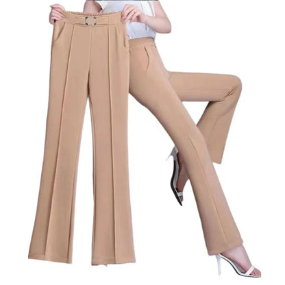 Office Wear Women's Suit Pants Spring Autumn Casual Pants High Waisted Elastic Slim Fit Wide Leg Trousers