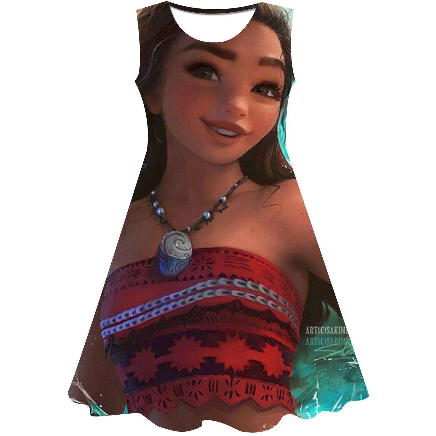 Moana Princess Dress Kids Baby Girls Round Collar Dresses Children Cartoon Casual Skirts Clothes 1-10 Y Kids Christmas Clothing