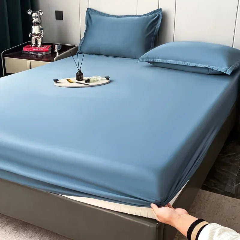 New Silk Bed Sheet Cool Feeling Bed Sheet Anti-Slip Ice Silk Three-Piece Mattress Protection Bedspread Dust Cover