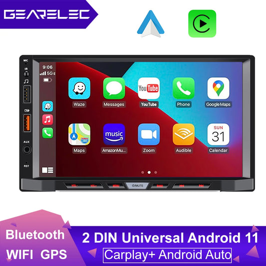 "7-Inch Universal 2 Din Android 11 Car Stereo with Carplay & Android Auto, GPS, Bluetooth, RDS for VW & Nissan"