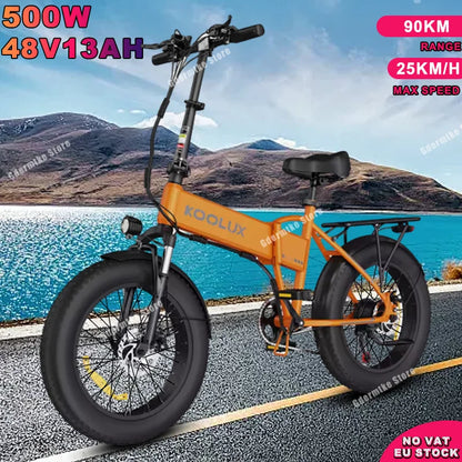 Electric Bike BK 10S 500W Brushless Motor 48V13AH Battery 45km/h Mountain Ebike 20*4.0 Fat Tire Adult Electric Foldable Bicycle