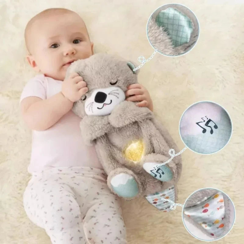 Original Schlummer Sleeping Time Baby Breathing Anxiety Otter Sensory Toys with Hug Stuffed Plush Otter Teddy Bear