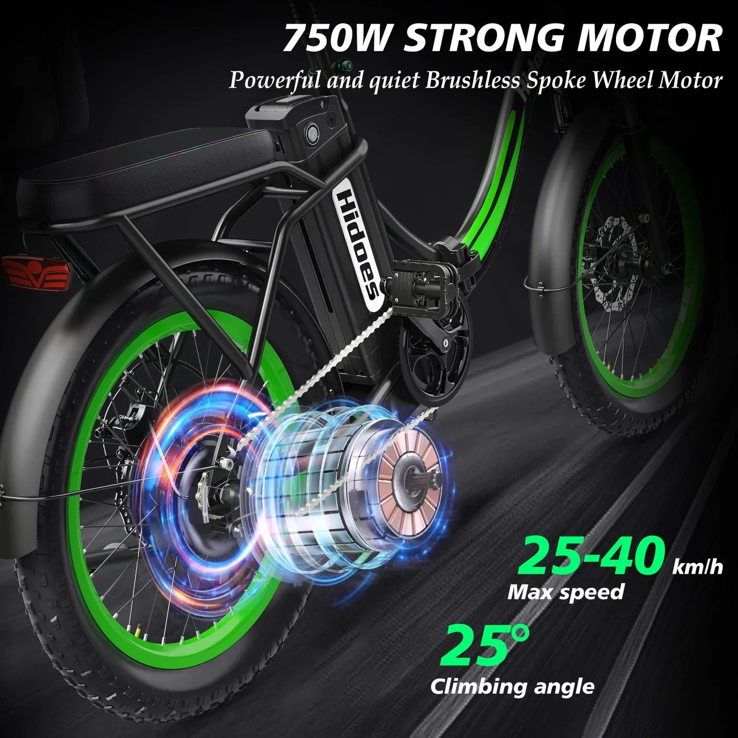 HD-C1 Electric Bike 750W Brushless Motor 48V13AH Lithium Battery City Folding Ebike Adult 20-Inch Tire Mountain Electric Bicycle