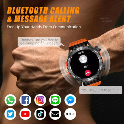 New Military grade Smart Watch Men Compass LED Light Bluetooth Call 450mah large battery Waterproof Outdoor Sports Smartwatch