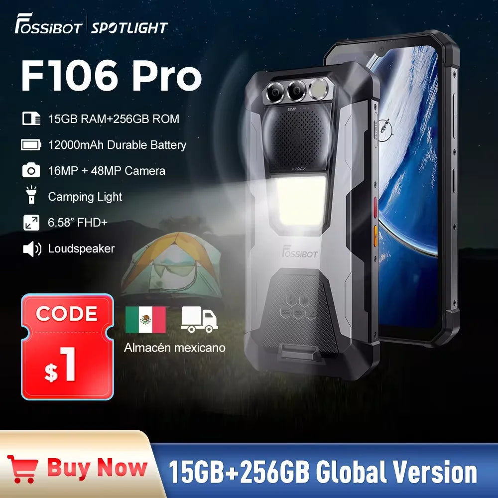 [World Premeire] FOSSiBOT F106 PRO Rugged Smartphone 15GB+256GB MTK G85 Android 14 12000mAh Cellphone Mobile phoneS 6.58”FHD+30W