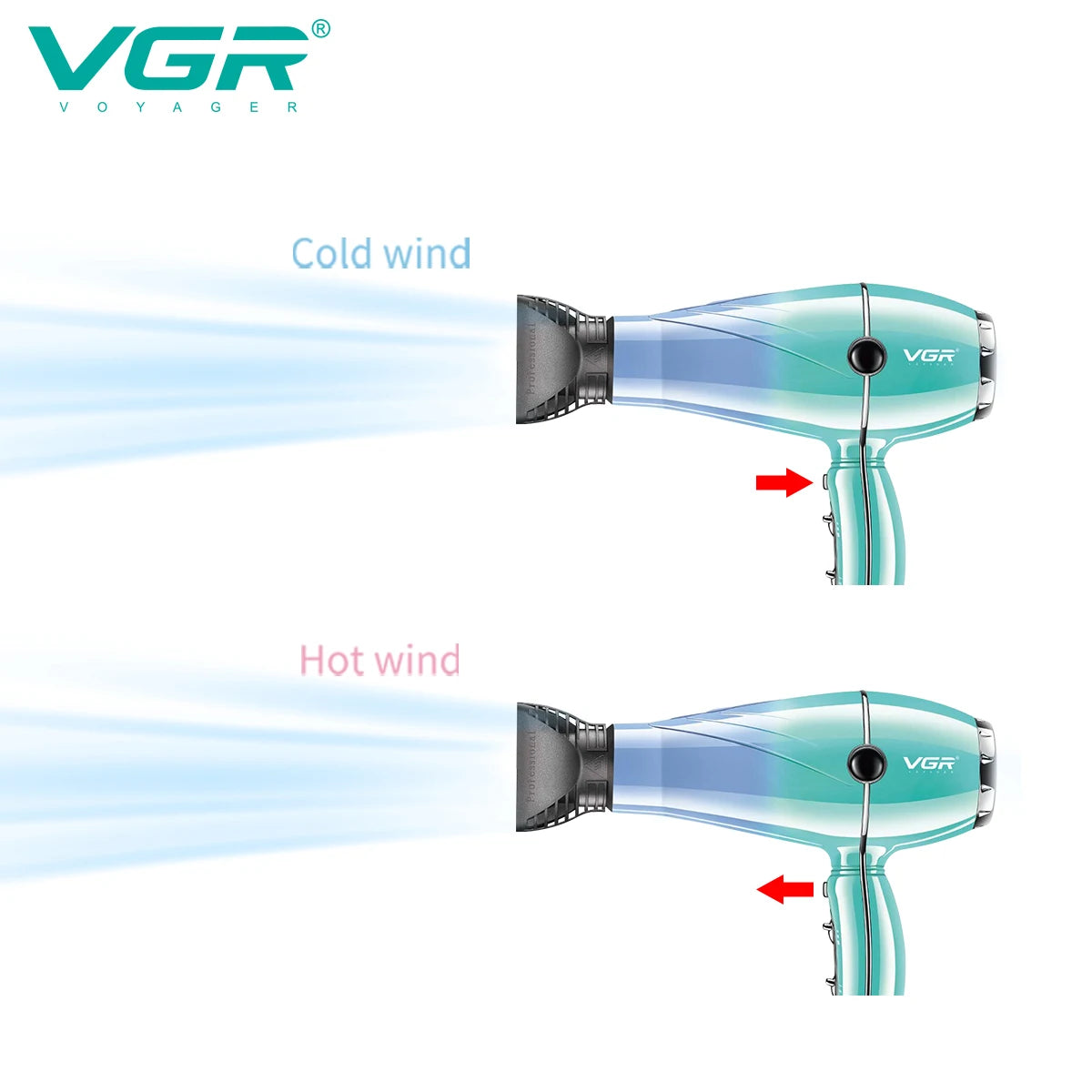 VGR Hair Dryer Professional Air Blower Hot and Cold Adjustment Hair Dryer Machine Powerful Hair Salon for Household Use V-452