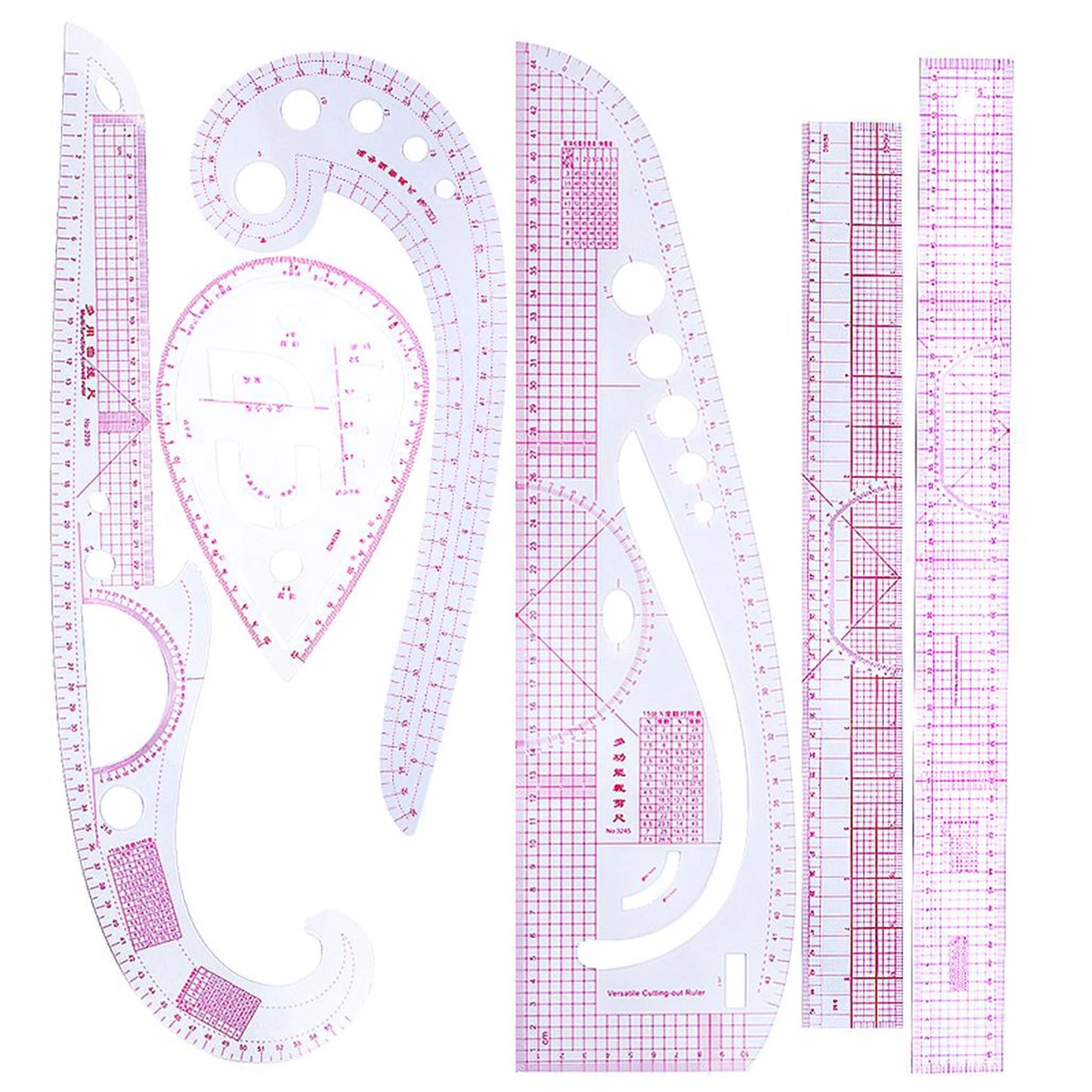 6PCS French Metric Ruler Clothing Ruler Curve Shaped Grading Rulers Sewing Tools for Sewing Dressmaking Pattern Design